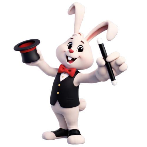 Conejo de dulces elite tipo pixar con sombrero y barra magica